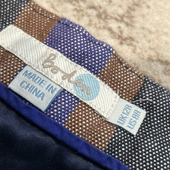 Boden purple, brown, and black Striped Skirt size 8 regular - Picture 2 of 7